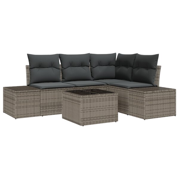 vidaXL Ensemble de Canapé de Jardin de 4 Pièces avec Coussins Gris Rattan Poly