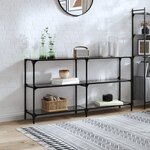 vidaXL Table console avec dessus en verre noir 158 5x30x81 cm acier