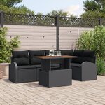Set de Canapé de Jardin vidaXL 6 Pièces avec Coussins Noir Poly Rattan
