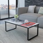 vidaXL Table basse avec impression de cabine téléphonique Dessus verre