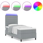 vidaXL Lit à ressort avec matelas & LED Gris clair 90x200 cm Tissu