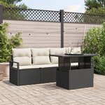 vidaXL Ensemble de canapés de jardin 5 pièces avec coussins en rotin poly noir