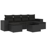 vidaXL Salon de jardin 7 Pièces avec coussins noir résine tressée