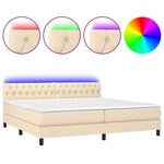 vidaXL Sommier à lattes de lit et matelas et LED Crème 200x200cm Tissu