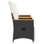 vidaXL Canapé de jardin inclinable 2 places avec table noir poly rotin