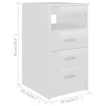 vidaXL Armoire à tiroirs Blanc brillant 40x50x76 cm Bois d'ingénierie