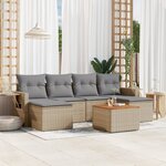 vidaXL Salon de jardin avec coussins 7 Pièces beige résine tressée