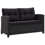 vidaXL Ensemble à dîner de jardin coussins noirs 3 Pièces Résine tressée