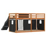 vidaXL Lit superposé avec toboggan et rideaux blanc et noir 90x200 cm