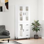 vidaXL Buffet haut Blanc 69 5x34x180 cm Bois d'ingénierie