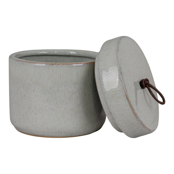 Pot en céramique gris et rond avec couvercle Ø 10 5 x 10 cm