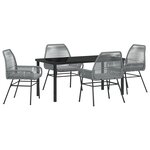 vidaXL Ensemble de Salle à Manger de Jardin de 5 Pièces avec Coussins Gris Poly Rattan