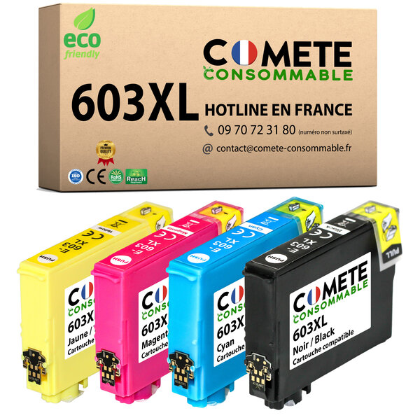 COMETE, Entreprise Française- 603XL- pack 4 Cartouches Compatibles EPSON