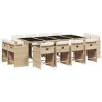 vidaXL Ensemble à manger de jardin et coussins 13 Pièces beige
