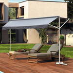 Store double pente manuel rétractable inclinaison réglable acier époxy blanc polyester imperméabilisé anti-UV gris dim. 4 50L x 3 40l x 2 55H m