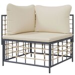 vidaXL Canapé d'angle de jardin avec coussin beige résine tressée