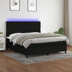 vidaXL Sommier à lattes de lit et matelas et LED Noir 180x200 cm Tissu