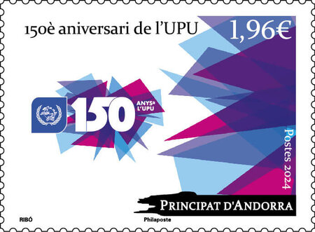 Timbre Andorre - 150è aniversari de l'UPU