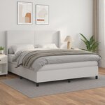 vidaXL Sommier à lattes de lit avec matelas Blanc 160x200cm Similicuir