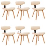 vidaXL Chaises à manger lot de 6 crème bois courbé et similicuir