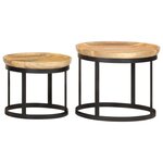 vidaXL Tables d'appoint rondes 2 Pièces Bois de manguier solide et acier