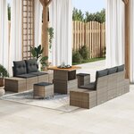 Ensemble de Canapés de Jardin 8 Pièces avec Coussins en Rattan Poly Gris Acacia