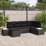 vidaXL Ensemble de Canapé de Jardin de 6 pièces avec Coussins Noir Poly Rattan