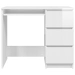vidaXL Bureau Blanc brillant 90x45x76 cm Bois d’ingénierie