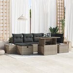 vidaXL Ensemble de Canapé de Jardin 7 Pièces avec Coussins en Rotin Poly Gris