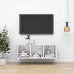 vidaXL Meuble TV mural Blanc 37x37x107 cm Bois d’ingénierie