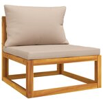 vidaXL Salon de jardin 10 Pièces avec coussins taupe bois massif