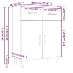 vidaXL Buffet blanc 69 5x34x89 cm bois d’ingénierie