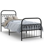 vidaXL Cadre de lit métal sans matelas avec pied de lit noir 75x190 cm