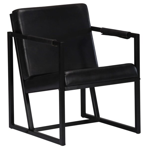 vidaXL Fauteuil noir cuir véritable