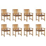 vidaXL Chaises de jardin avec coussins lot de 8 Bois d'acacia solide