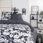 Parure de lit à motif floral 260 x 240 cm - Bleu marine
