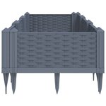 vidaXL Jardinière avec piquets gris 125x40x28 5 cm PP
