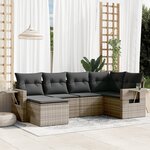 vidaXL Salon de jardin 6 Pièces avec coussins gris résine tressée