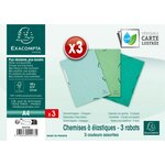 Lot De 3 Chemises À Élastiques 3 Rabats Carte Lustrée 400g/m2 - A4 - Nature - X 17 - Exacompta