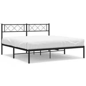 vidaXL Cadre de lit métal avec tête de lit noir 160x200 cm