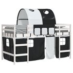 vidaXL Lit mezzanine enfants et tunnel blanc/noir 90x200 cm pin massif
