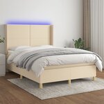 vidaXL Sommier à lattes de lit matelas et LED Crème 140x190 cm Tissu