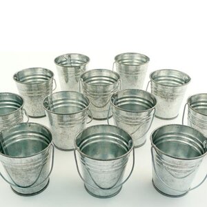 12 mini seaux en zinc 6 cm