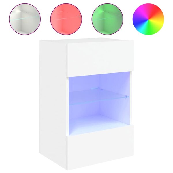 vidaXL Meuble TV mural avec lumières LED blanc 40x30x60 5 cm