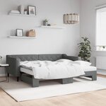 vidaXL Lit de jour avec gigogne et matelas gris foncé 90x190 cm tissu