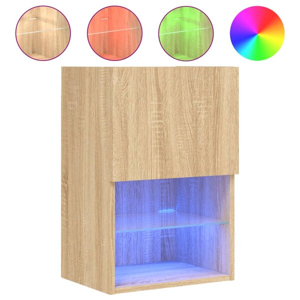 vidaXL Meuble TV avec lumières LED chêne sonoma 40 5x30x60 cm