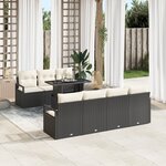 Ensemble de canapés de jardin 8 pièces avec coussins en rotin noir poly