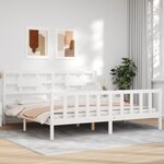 vidaXL Cadre de lit sans matelas blanc 200x200 cm bois massif de pin
