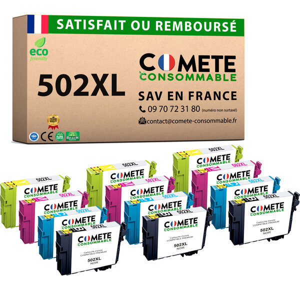COMETE  Entreprise française - 502XL - 12 Cartouches d'encre Compatibles avec EPSON 502 XL 502XL pour Imprimante Expression Home ou Workforce (Pack DE 12)