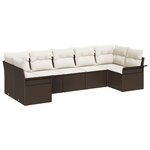 Ensemble canapé jardin vidaXL 7 pièces avec coussins marron poly rotin